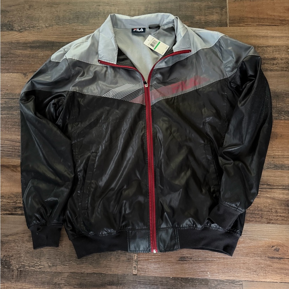 Fila Men's full zip Black /Silver Windbreaker,Sz L, NWT